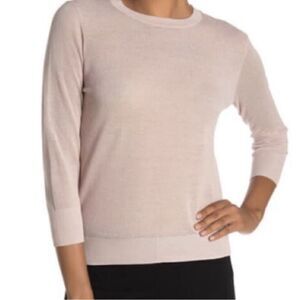 Vince cotton crewneck lightweight sweater pink